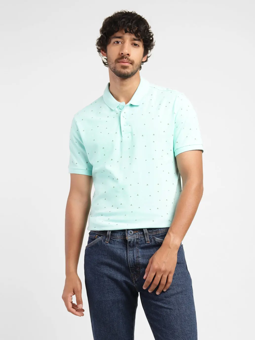 Men's Blue Polo Collar T-Shirt 1