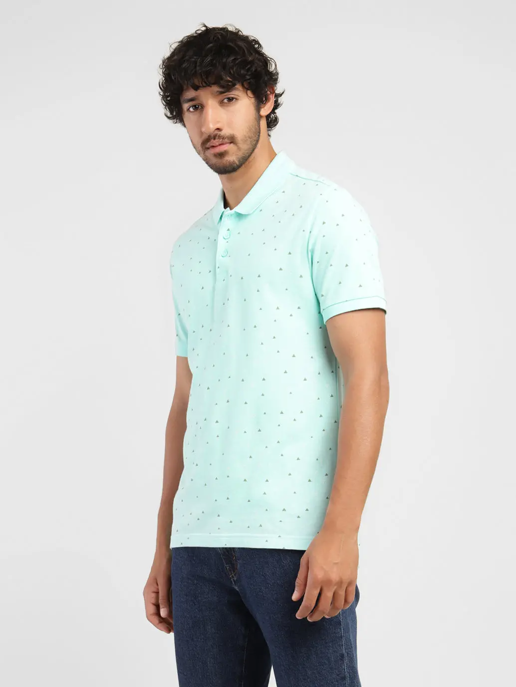 Men's Blue Polo Collar T-Shirt 4