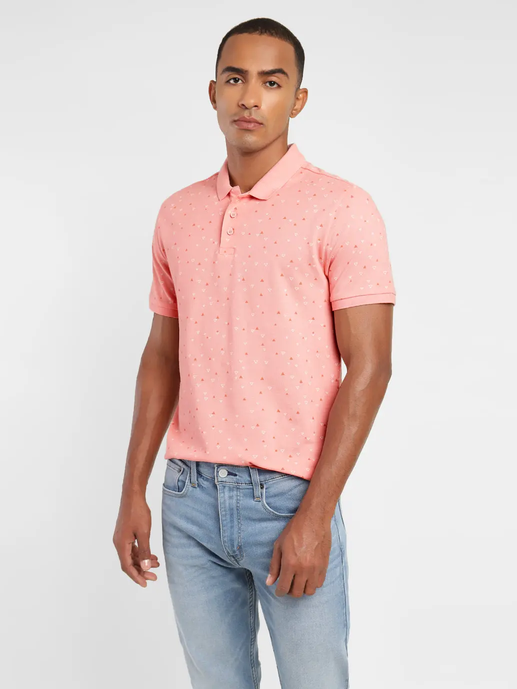 Men's Pink Polo Collar T-Shirt 1