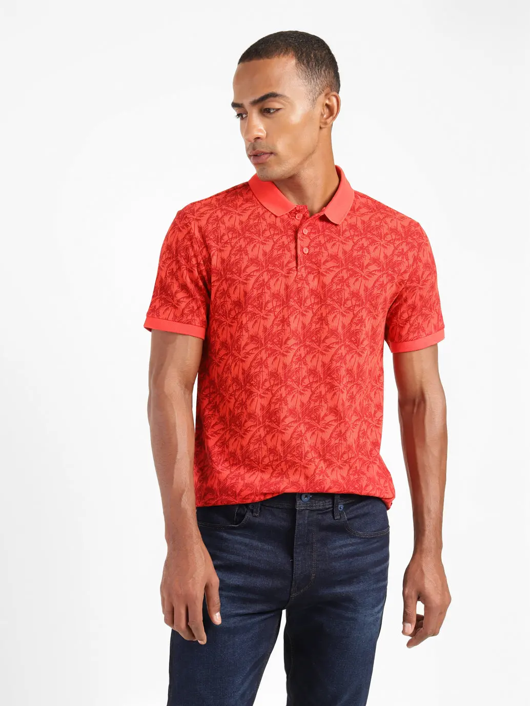 Men's Tropical Print Polo T-Shirt 1