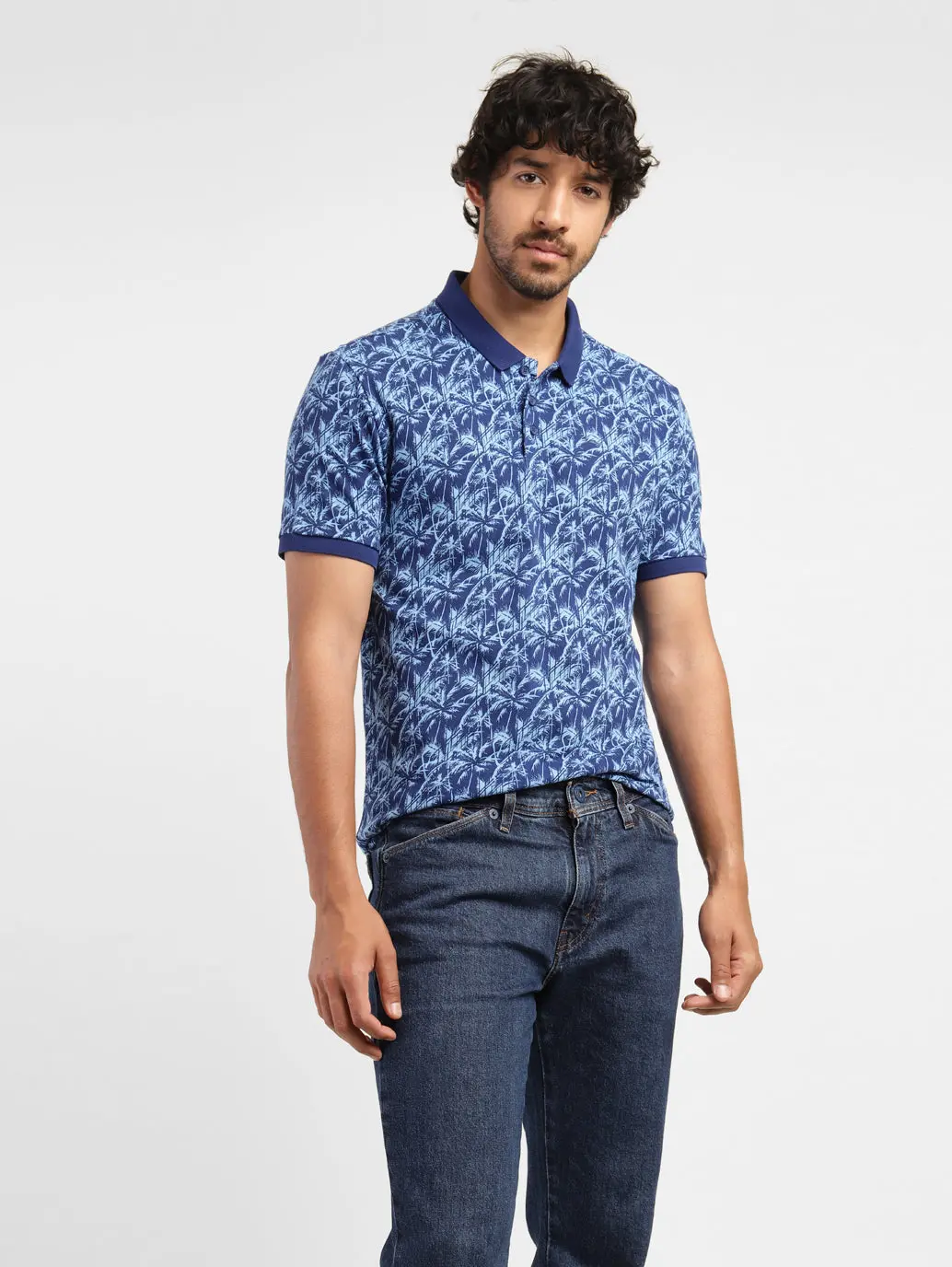 Men's Tropical Print Polo T-Shirt 1