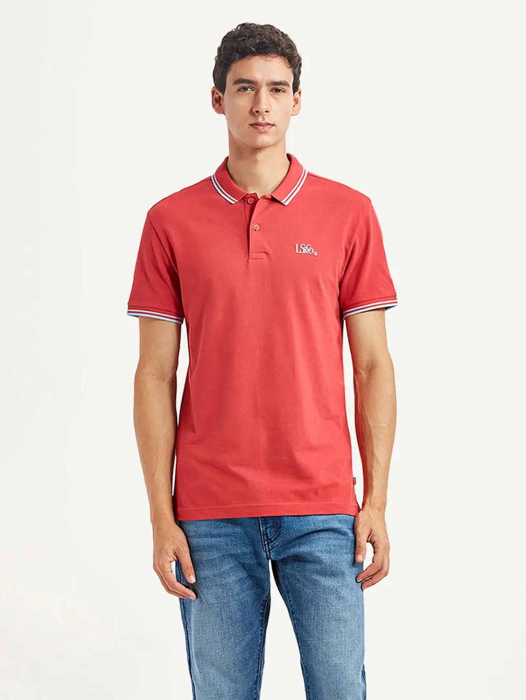Men's Solid Red Slim Fit Polo T-Shirt 1
