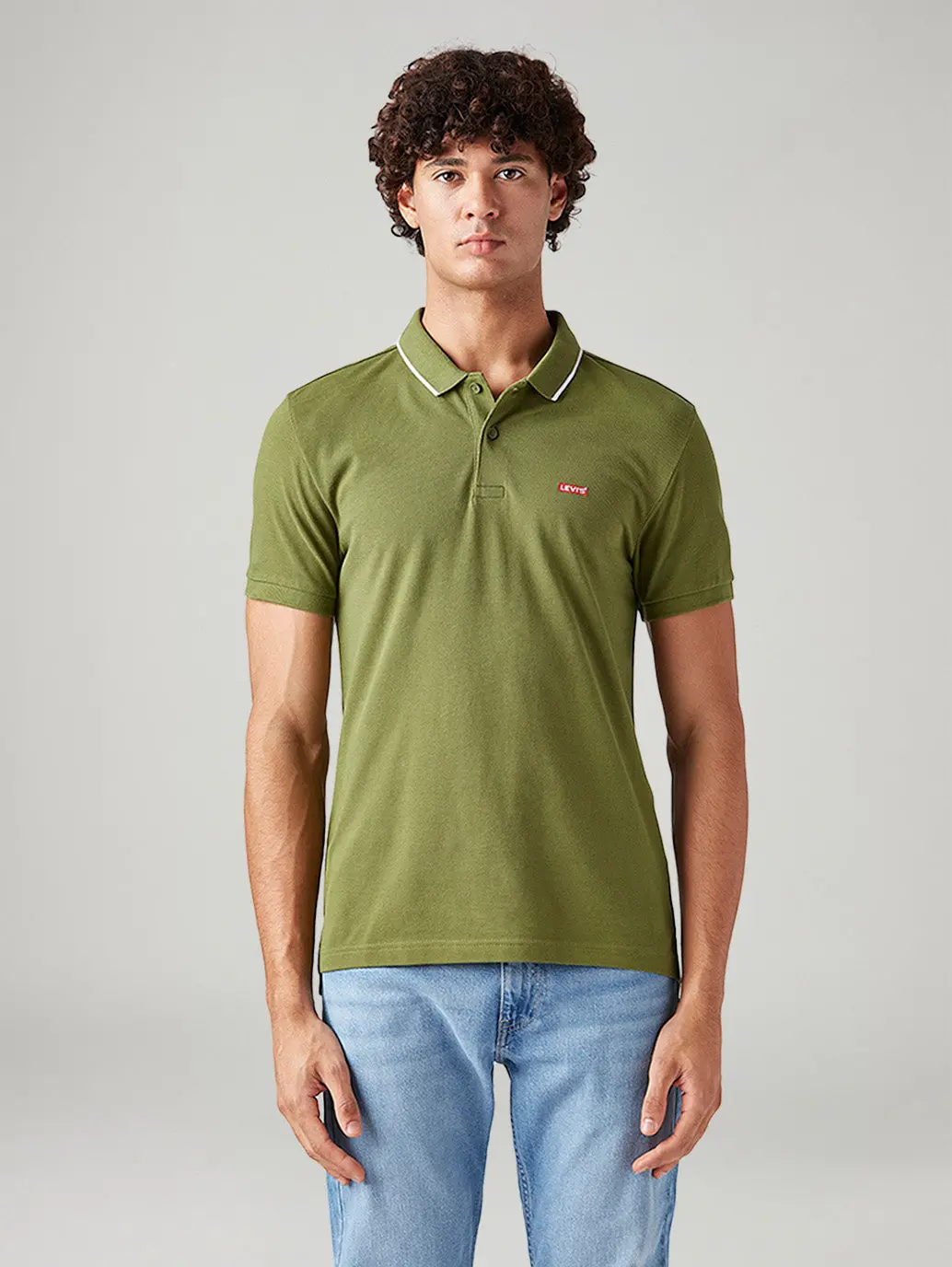 Men's Solid Olive Slim Fit Polo T-Shirt 2