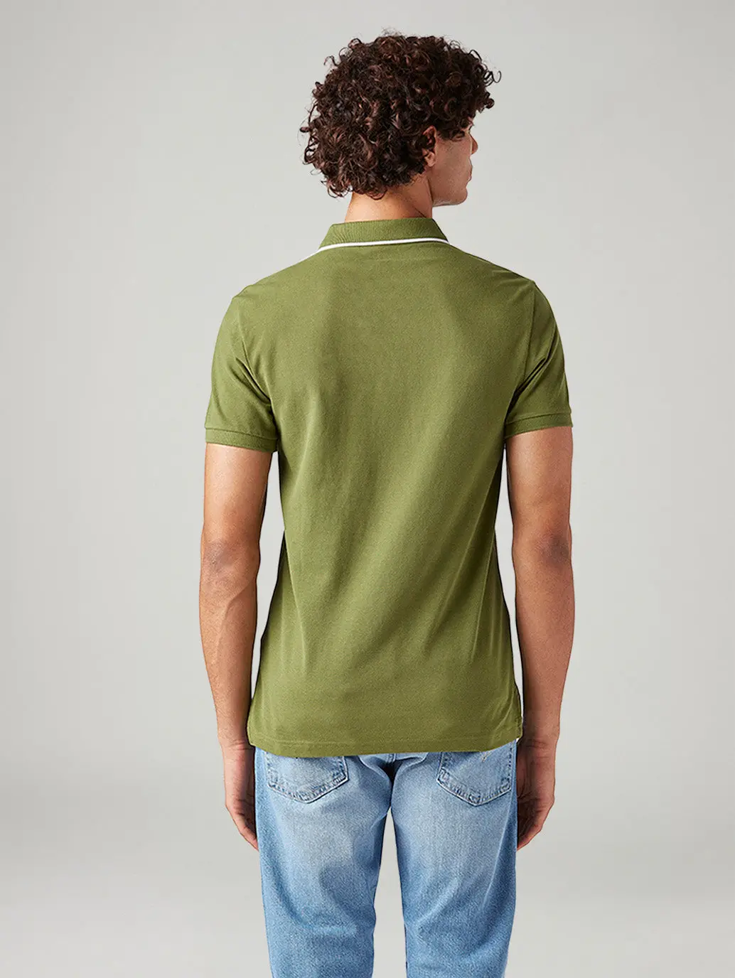 Men's Solid Olive Slim Fit Polo T-Shirt 3