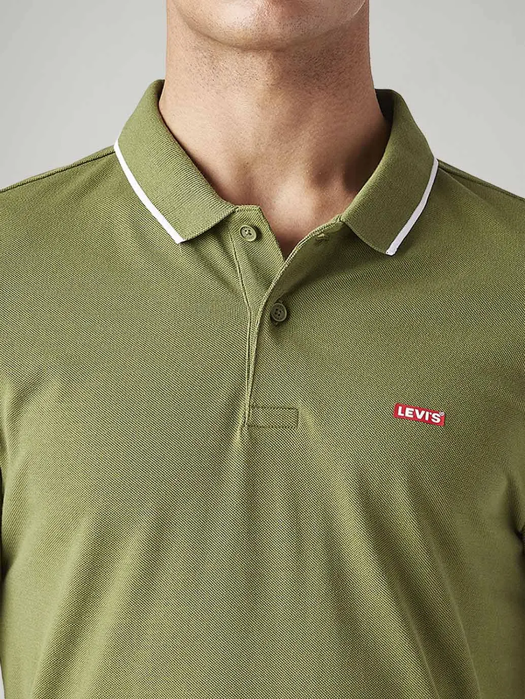 Men's Solid Olive Slim Fit Polo T-Shirt 4