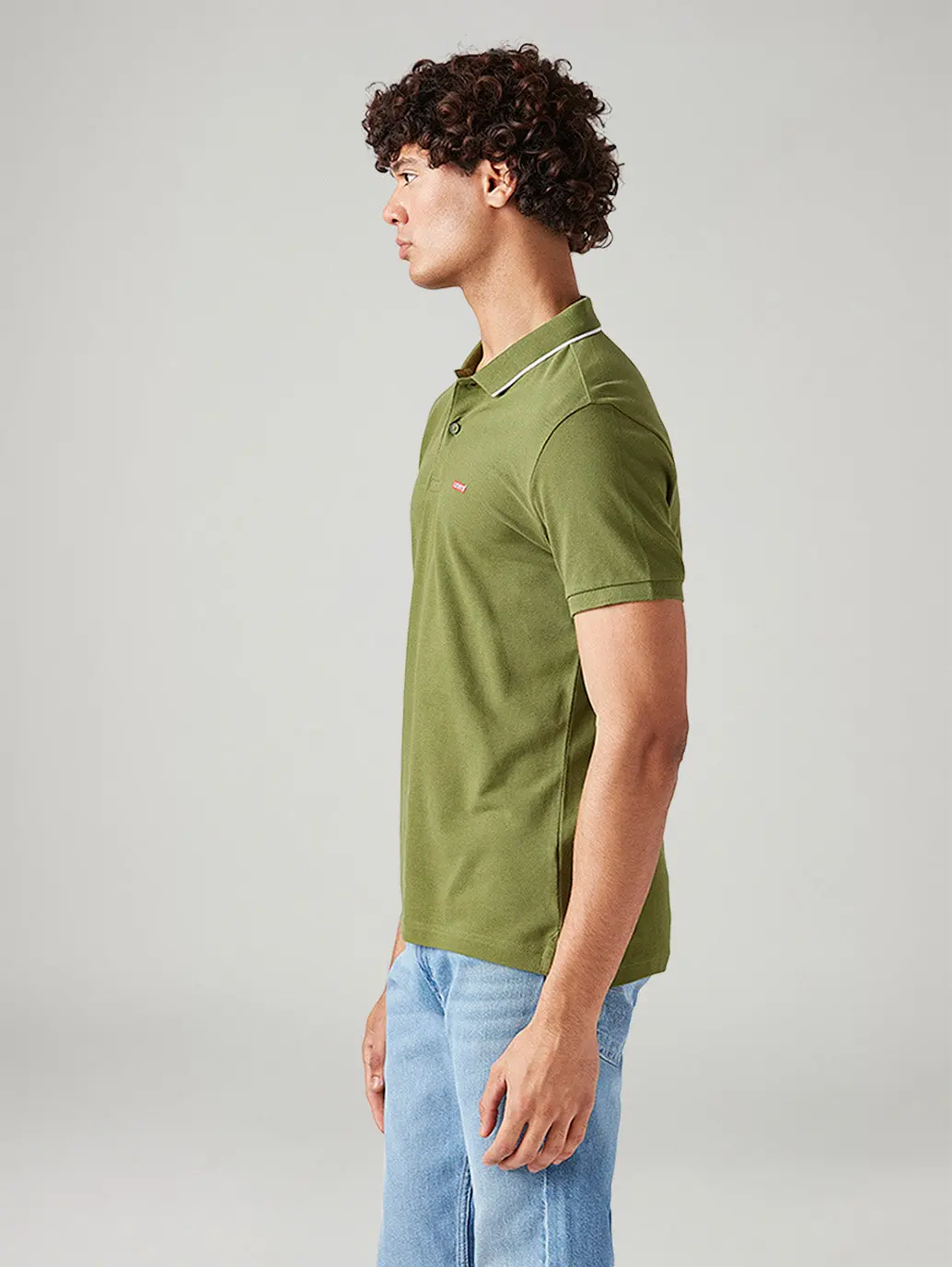 Men's Solid Olive Slim Fit Polo T-Shirt 5