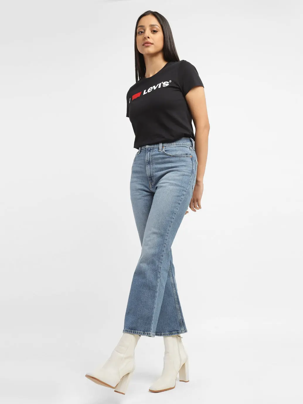 Women's 70S Blue Flared Fit High Rise Jeans 1