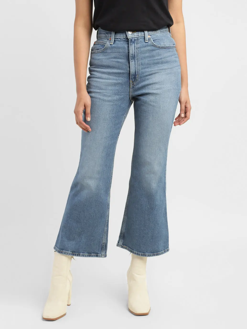 Women's 70S Blue Flared Fit High Rise Jeans 2