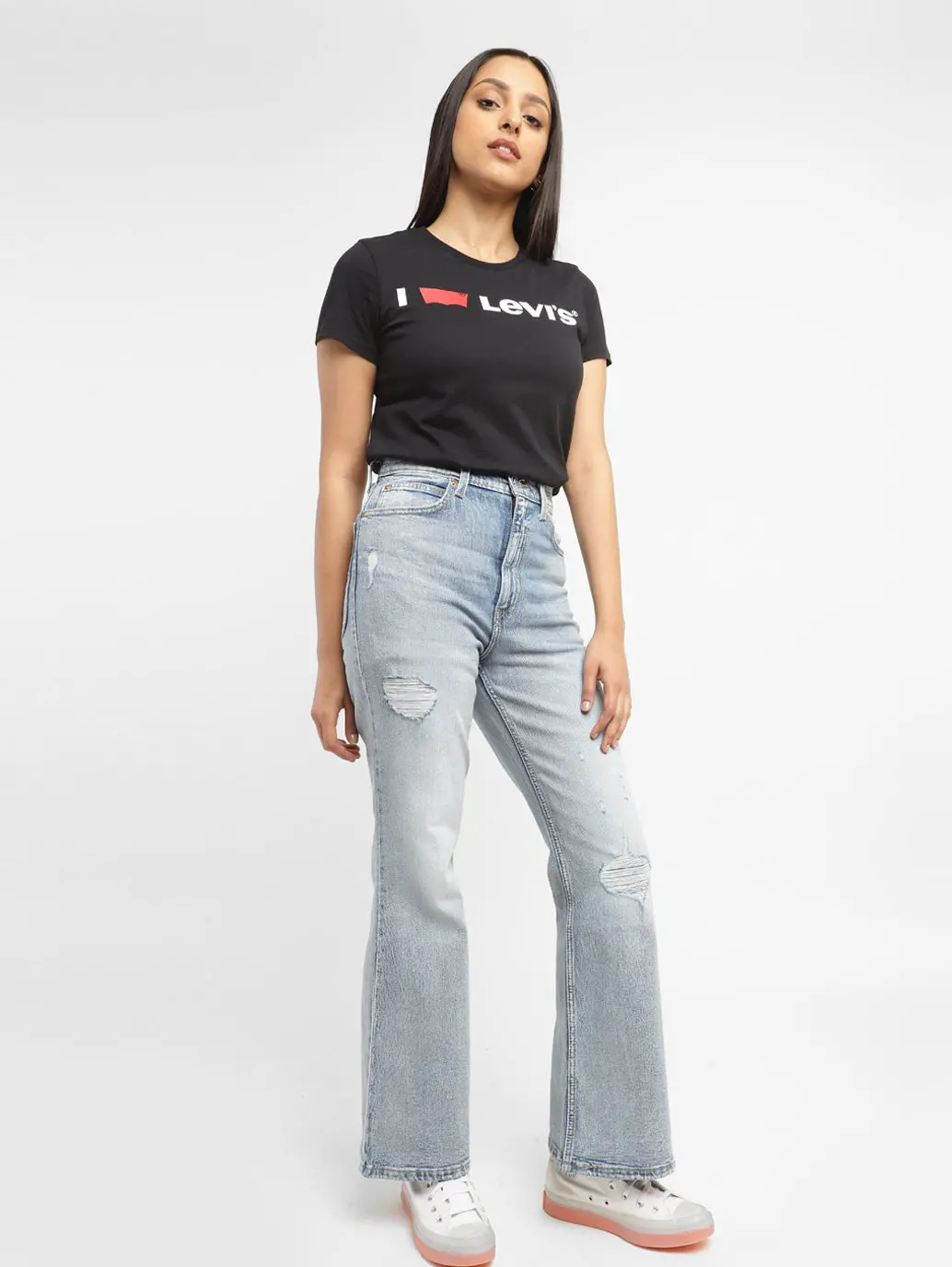 Women's 70S Blue Flared Fit High Rise Jeans 1