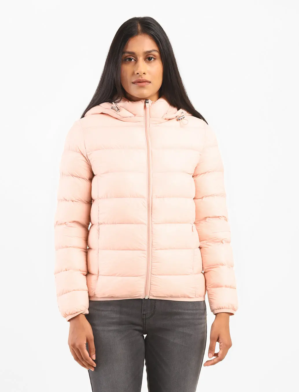 Women's Solid Hooded Quilted Jacket 1