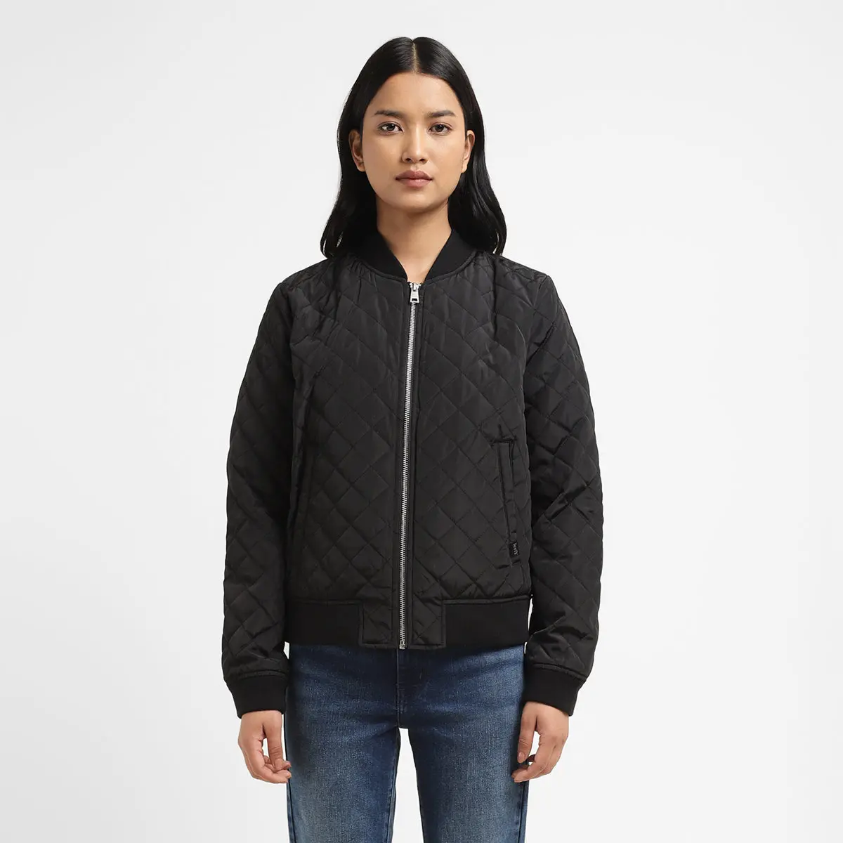 Women's Solid Black Collar Neck Jacket 1