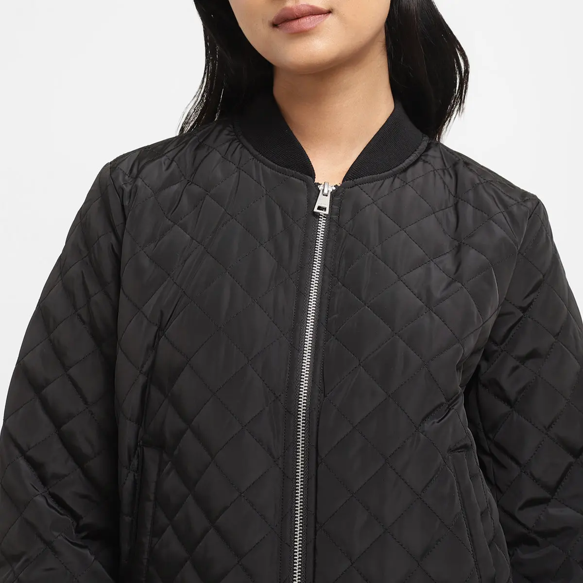 Women's Solid Black Collar Neck Jacket 3