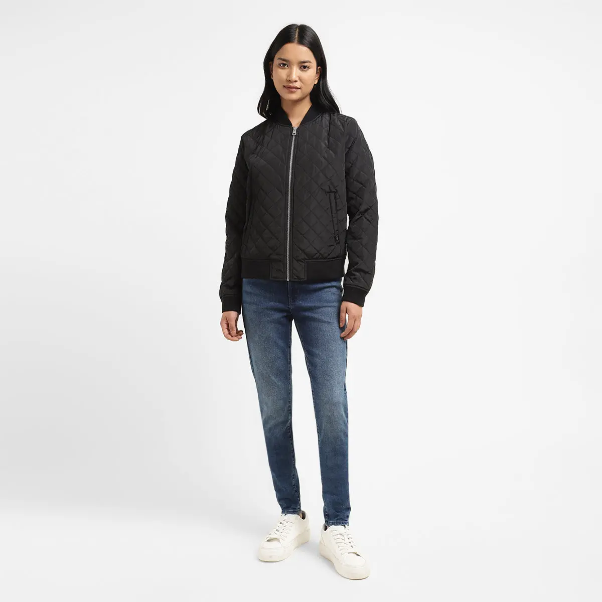 Women's Solid Black Collar Neck Jacket 2
