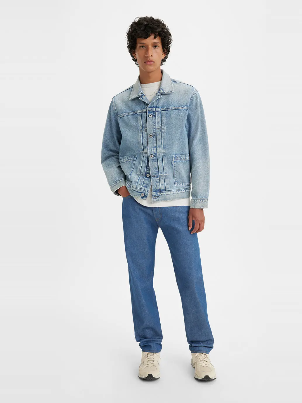 Men's 501 Blue Straight Fit Mid Rise Jeans 1