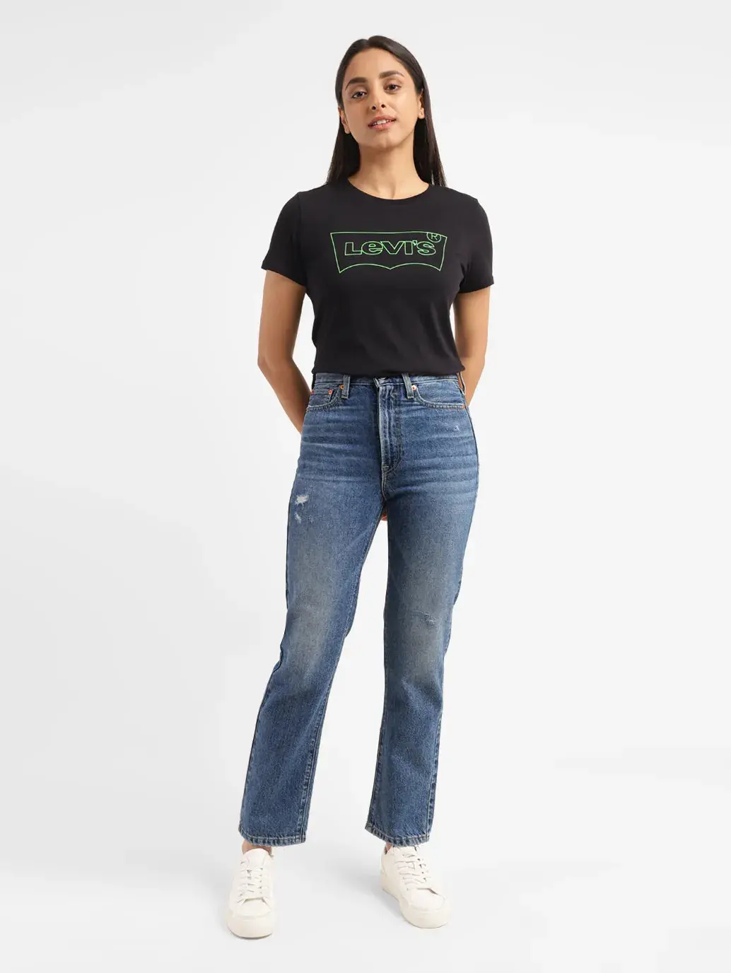 Women's Blue Wedgie Straight Fit High Rise Jeans 1