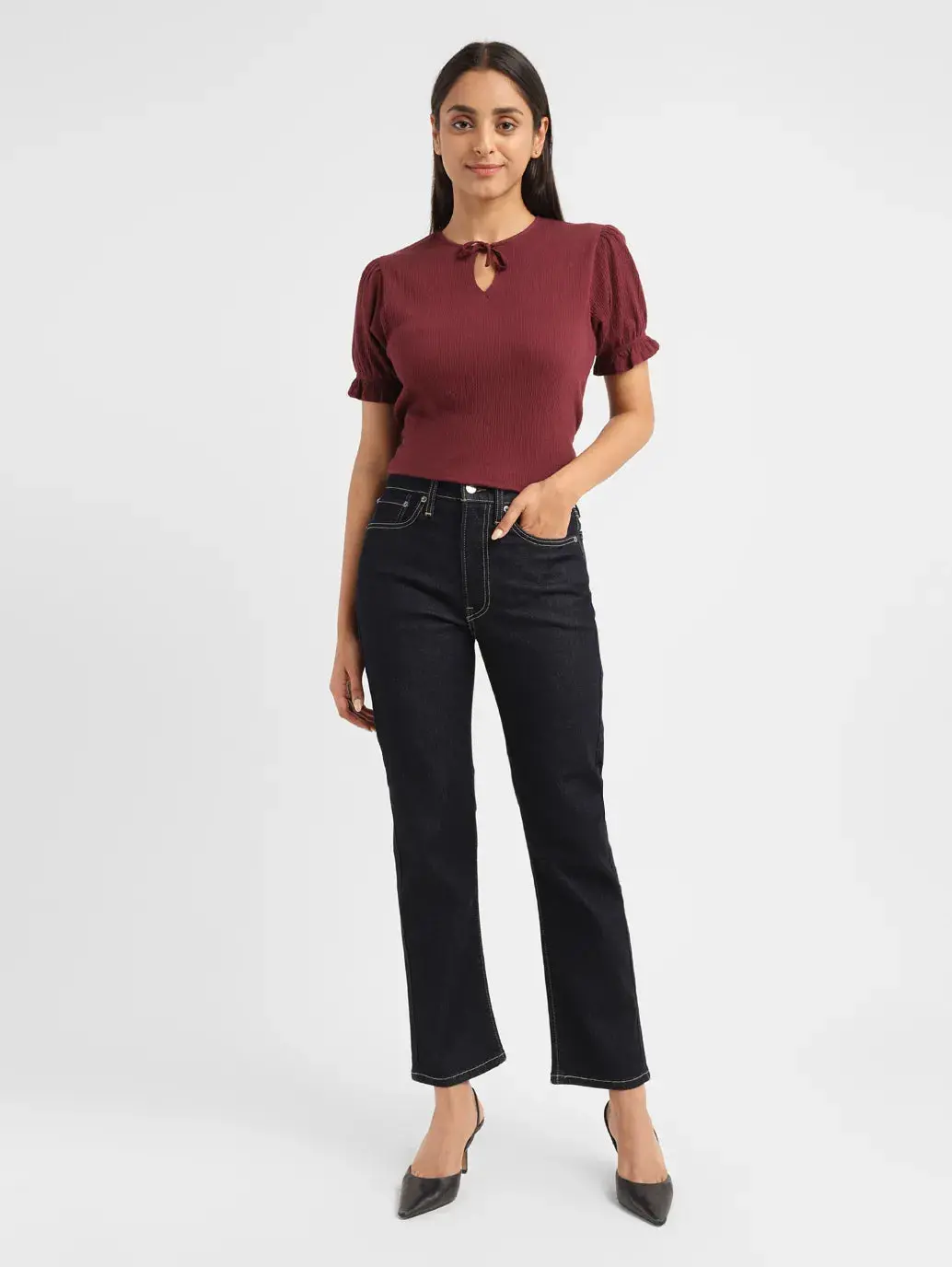 Women's Blue Wedgie Straight Fit High Rise Jeans 1