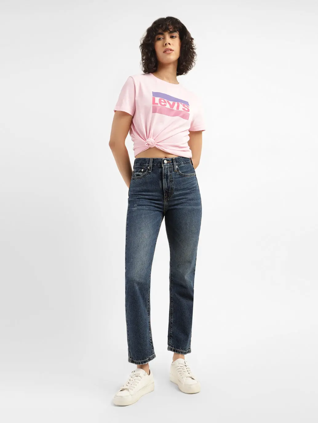 Women's Blue Wedgie Straight Fit High Rise Jeans 1