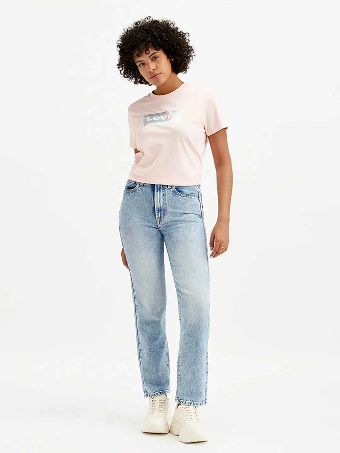 Women's Light Blue Wedgie Straight Fit Mid Rise Jeans 1