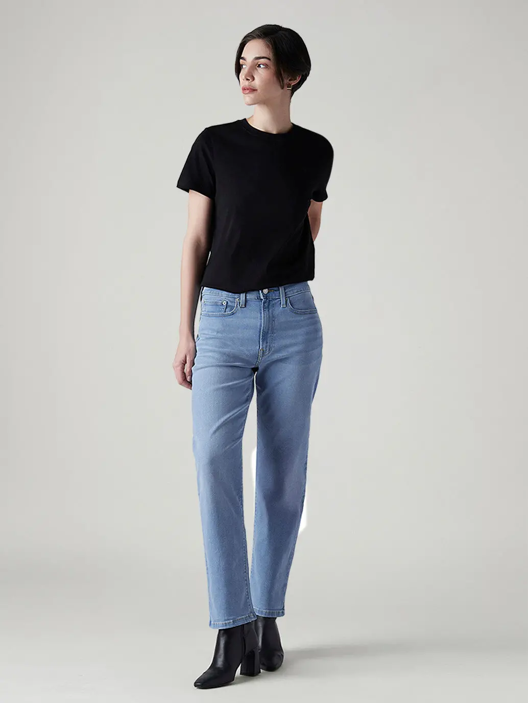 Women's Light Blue Wedgie Straight Fit Mid Rise Jeans 1