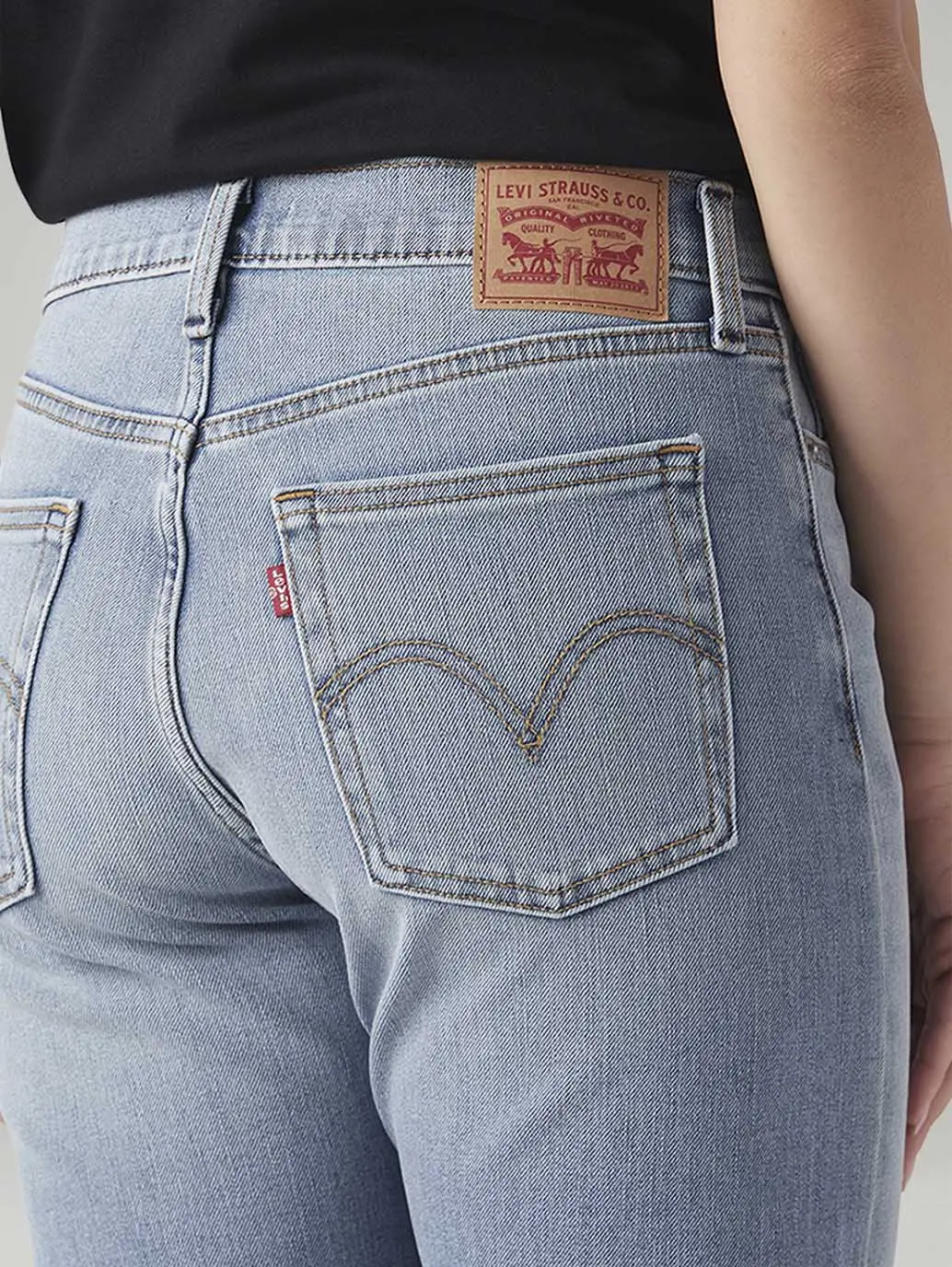 Women's Light Blue Wedgie Straight Fit High Rise Jeans 5