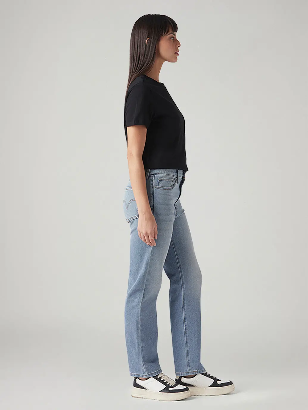 Women's Light Blue Wedgie Straight Fit High Rise Jeans 6