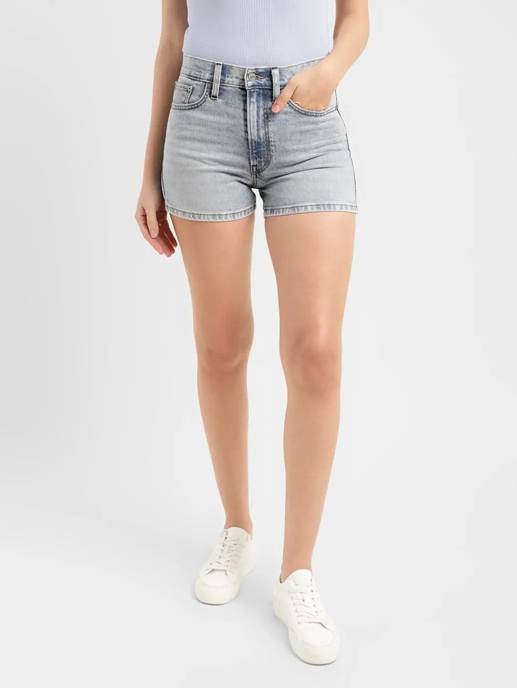 Women's High Rise Blue Regular Fit Denim Shorts 1
