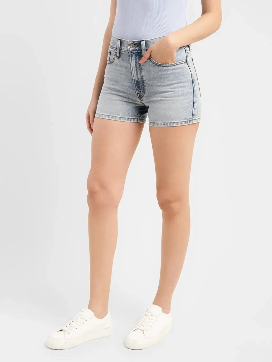 Women's High Rise Blue Regular Fit Denim Shorts 3