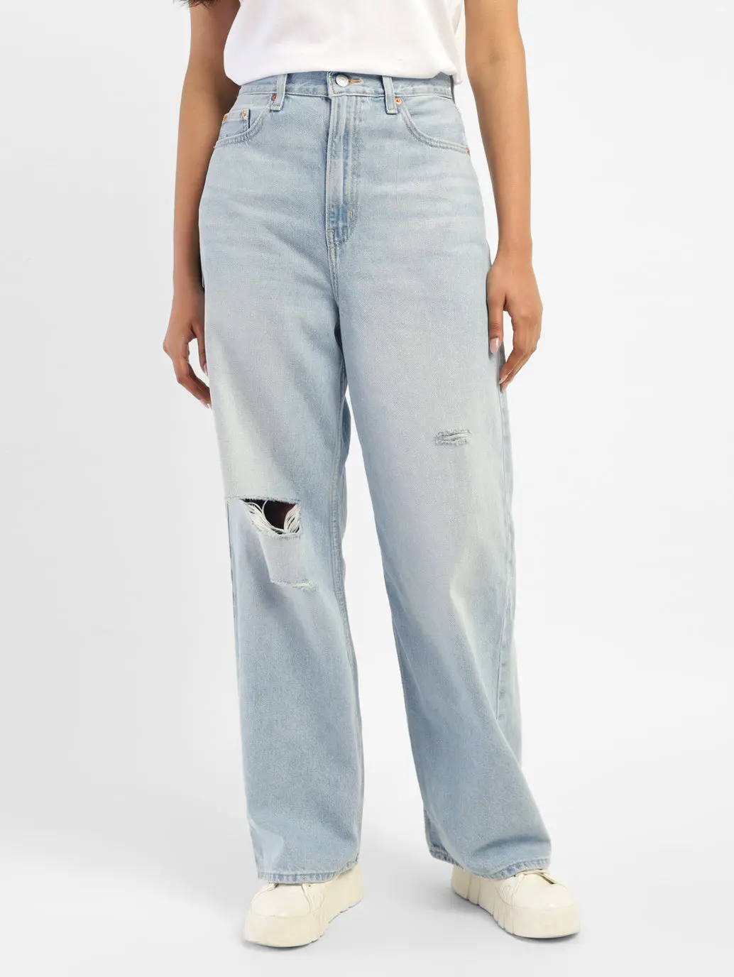 Women's Blue Loose Fit High Rise Jeans 2