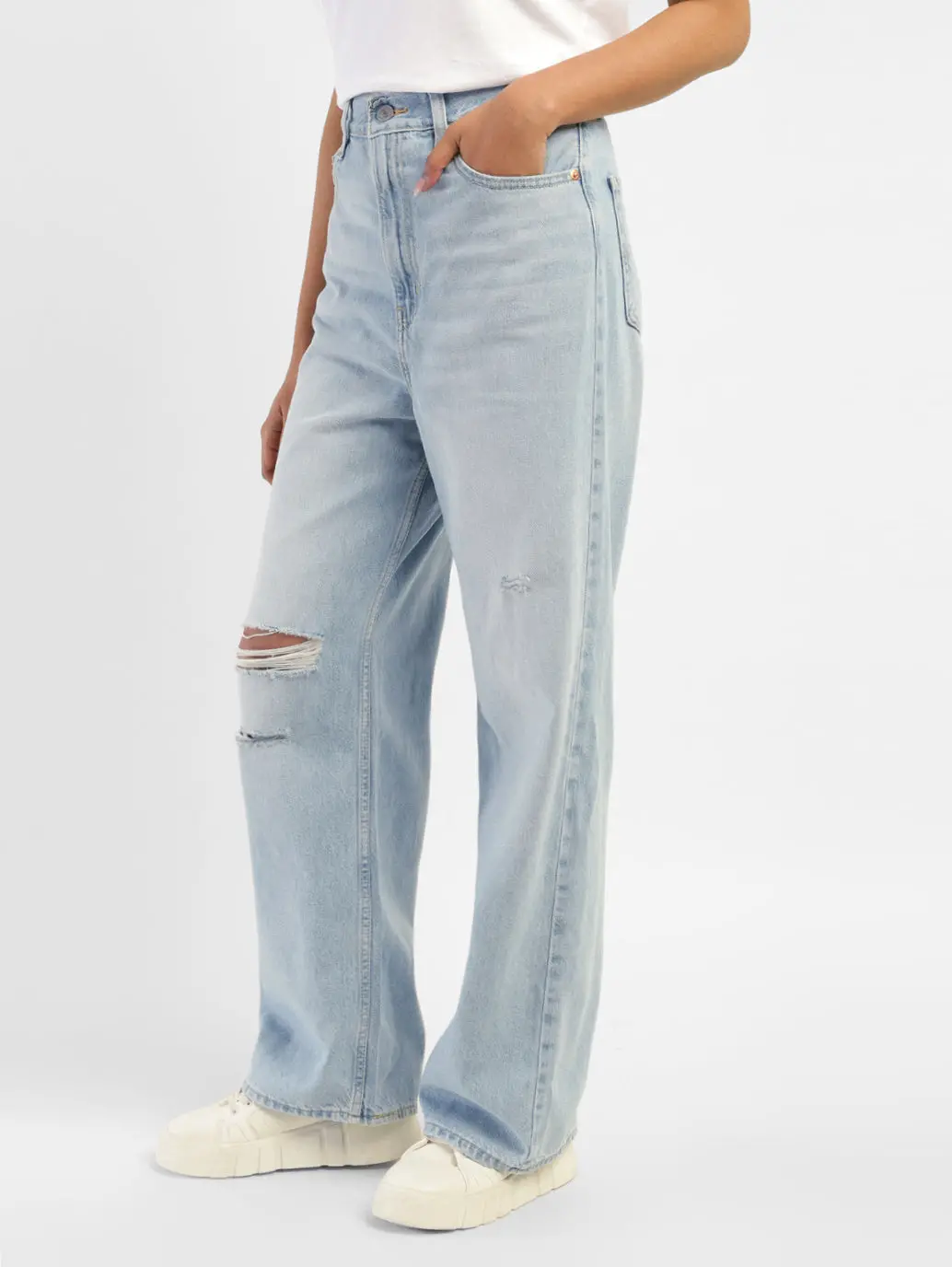 Women's Blue Loose Fit High Rise Jeans 5