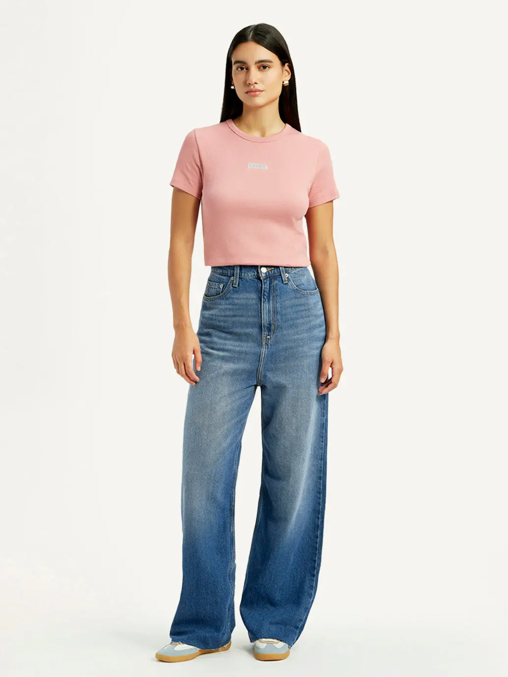 Women's Blue Loose Fit High Rise Jeans 1