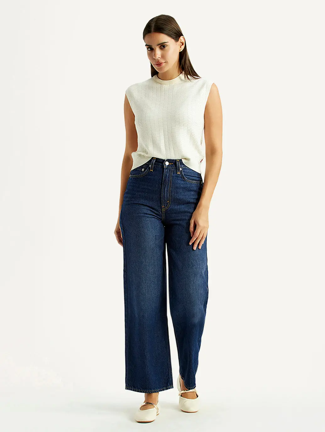 Women's Dark Indigo Loose Fit High Rise Jeans 1