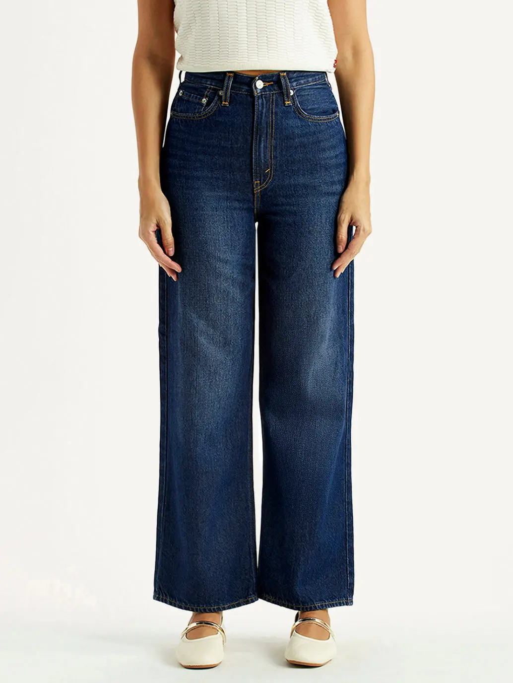 Women's Dark Indigo Loose Fit High Rise Jeans 3