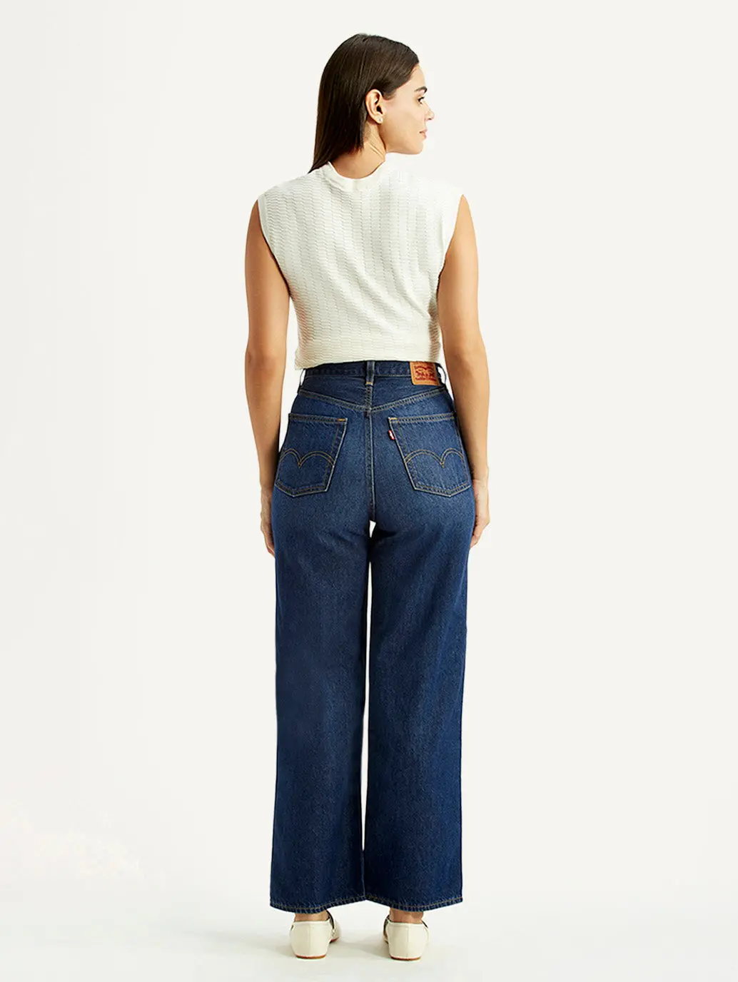 Women's Dark Indigo Loose Fit High Rise Jeans 5