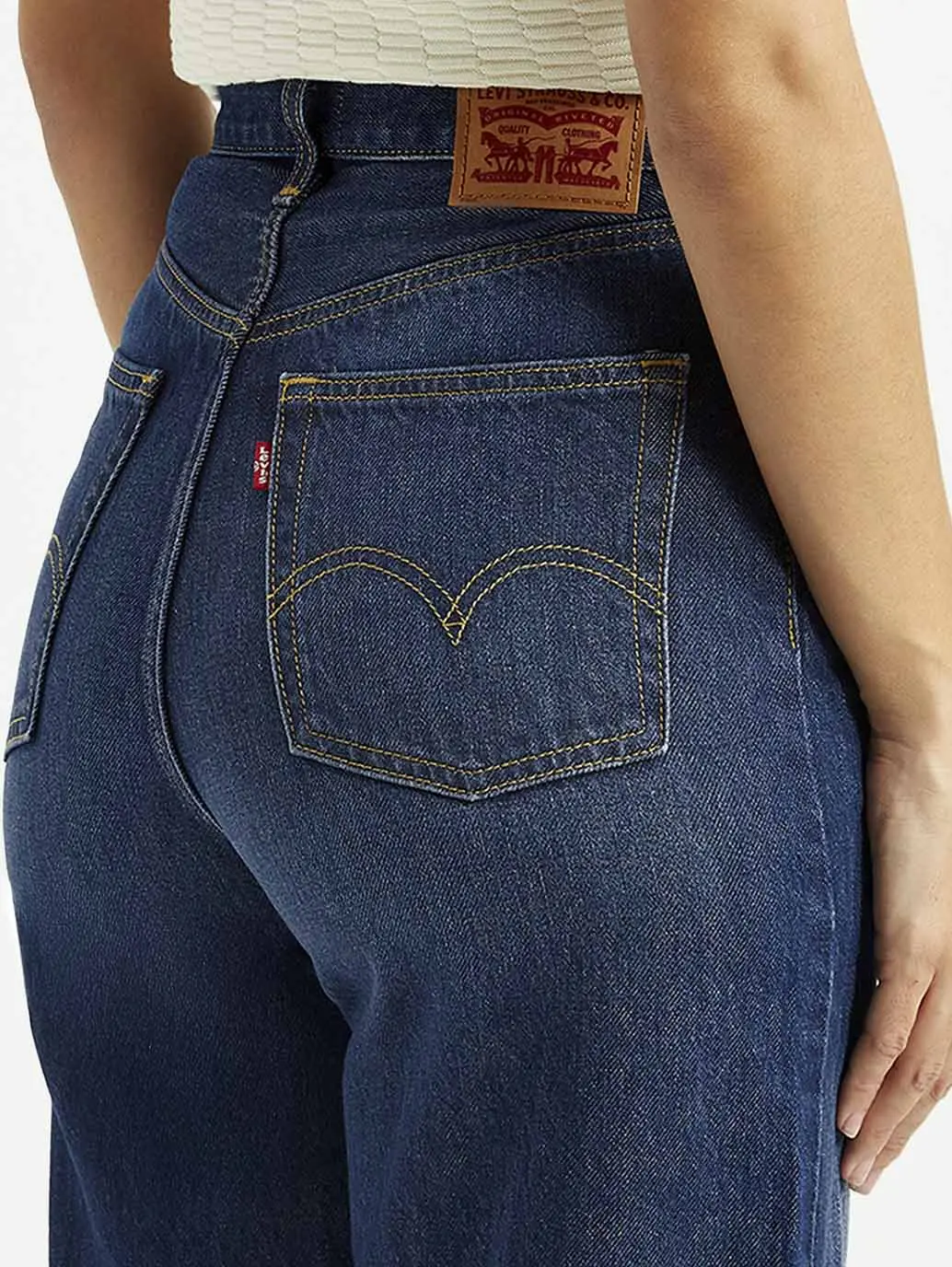 Women's Dark Indigo Loose Fit High Rise Jeans 6