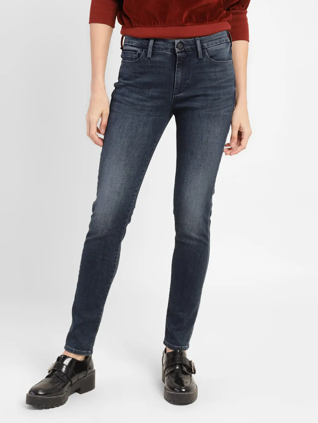 Women's 711 Blue Skinny Fit Mid Rise Jeans 1