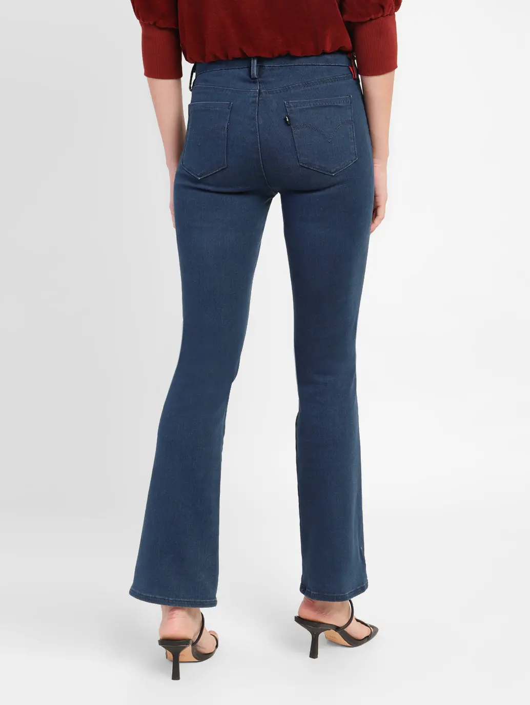 Women's 715 Blue Flared Fit Mid Rise Jeans 2