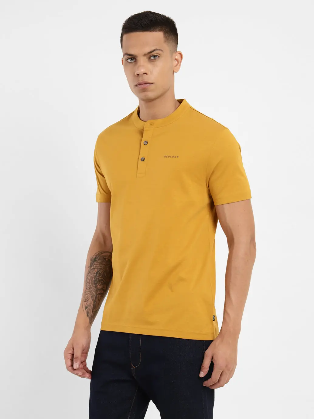 Men's Solid Henley Neck T-Shirt 4