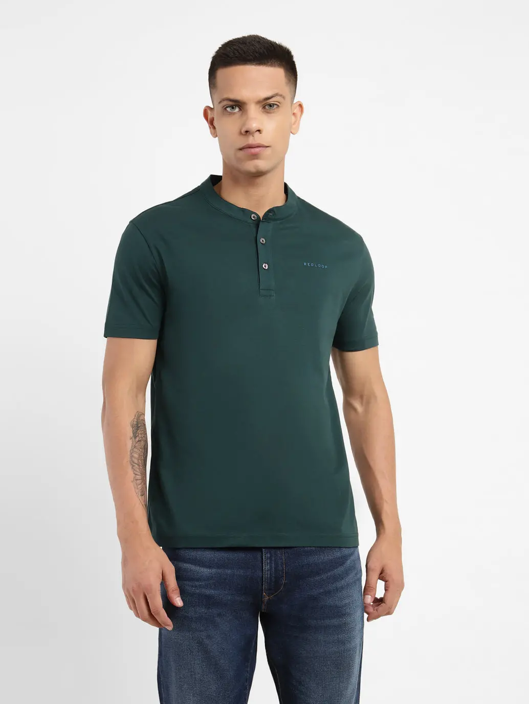 Men's Solid Henley Neck T-Shirt 1