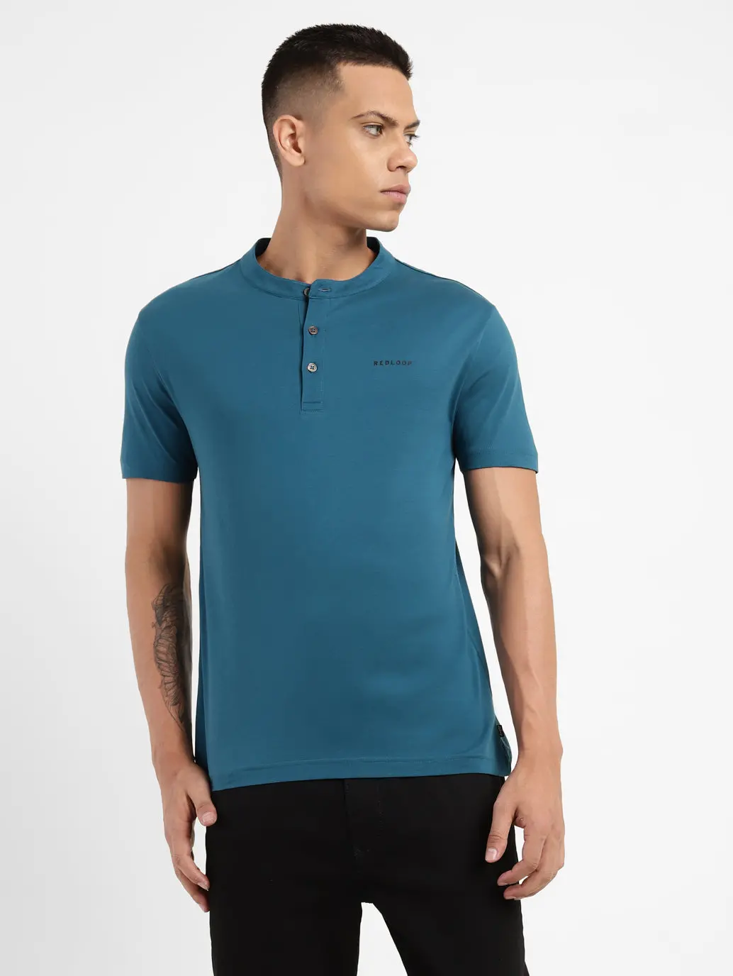 Men's Solid Henley Neck T-Shirt 2