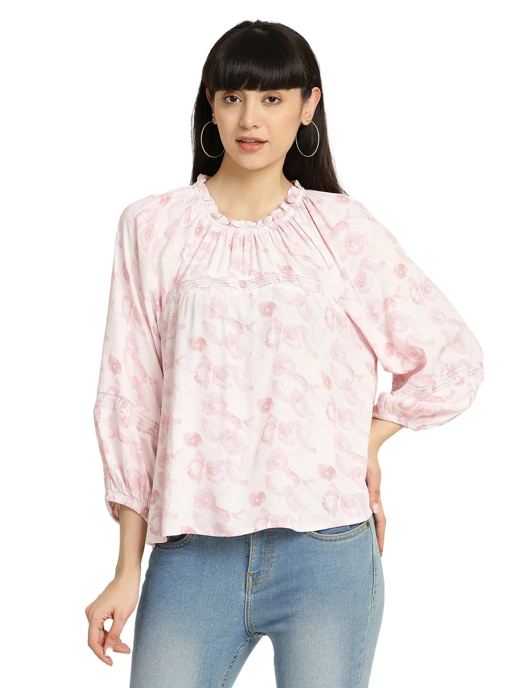 Women's Floral Print Round Neck Top 1