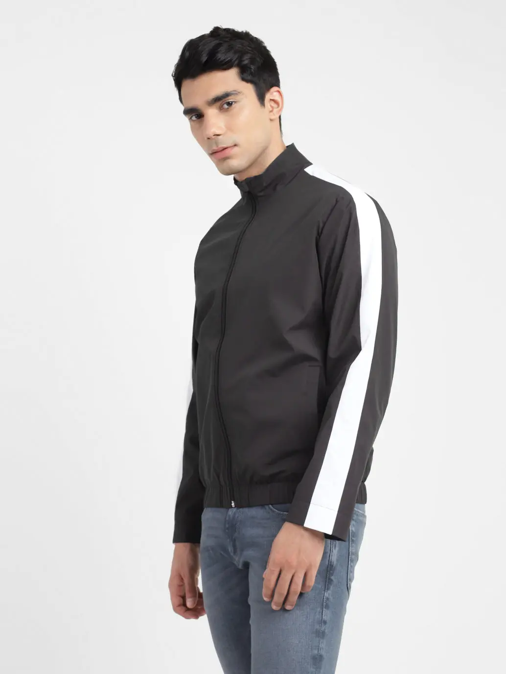 Men's Solid Mock Collar Sport Jacket 4