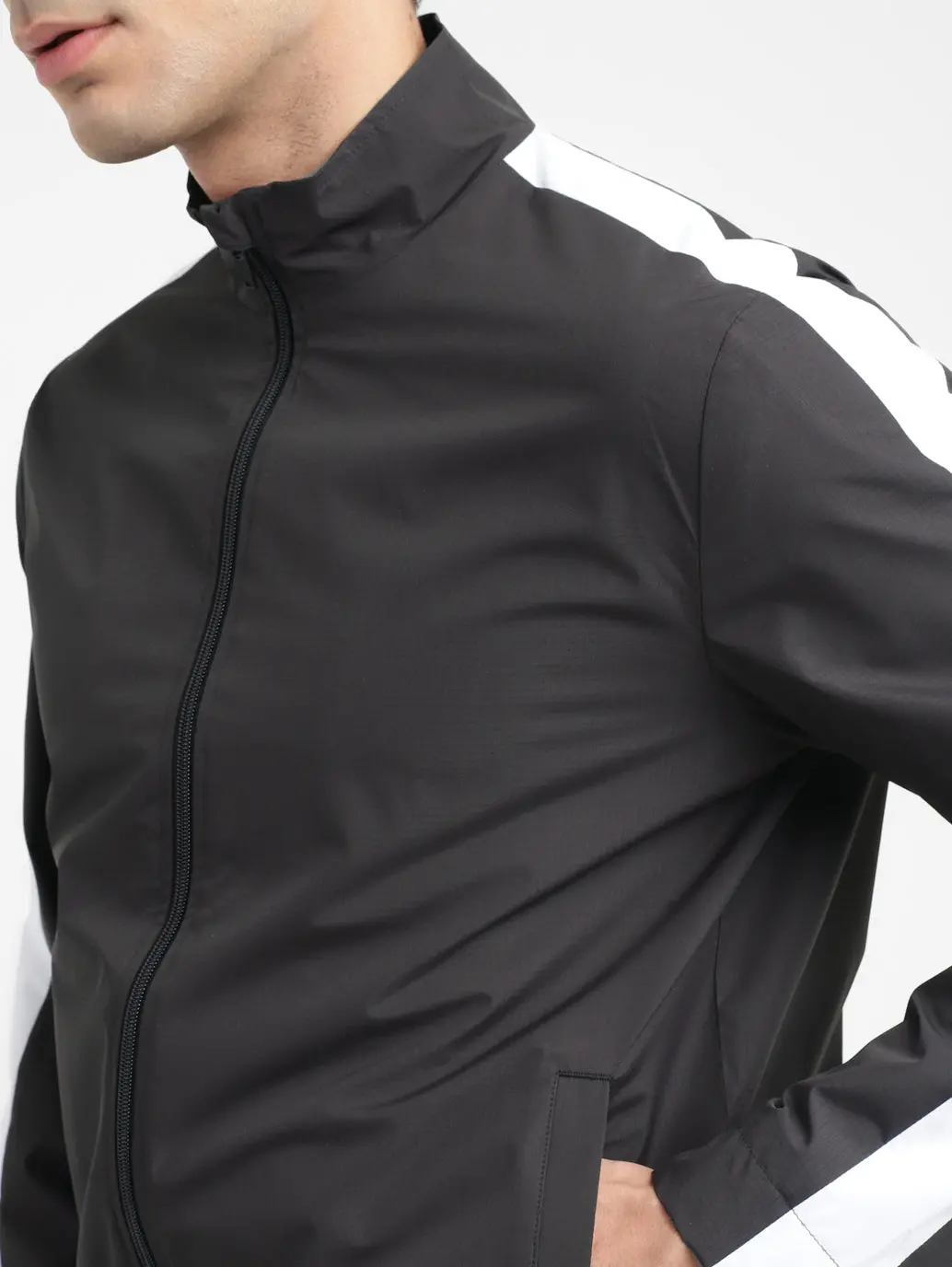 Men's Solid Mock Collar Sport Jacket 5