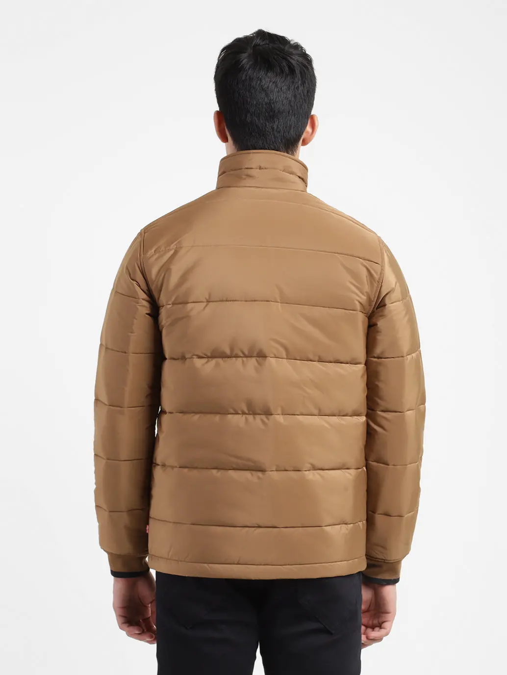 Men's Solid High Neck Quilted Jacket 3