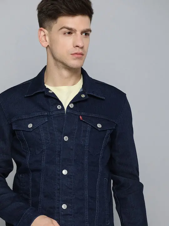 Men's Solid Shirt Collar Denim Jacket 1