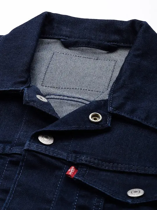 Men's Solid Shirt Collar Denim Jacket 3