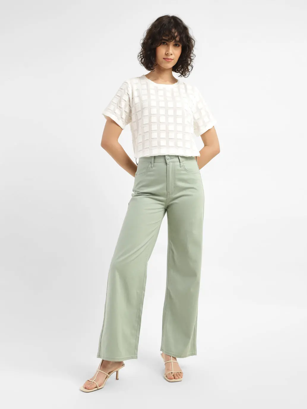 Women's Green Mile High Wide Leg Fit High Rise Jeans 1