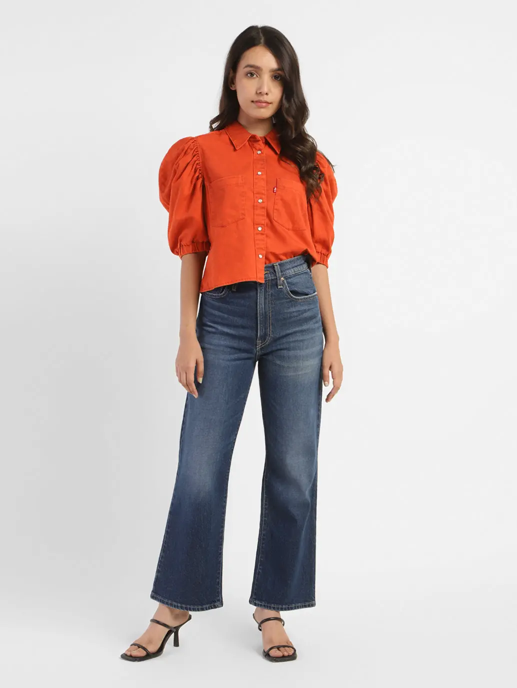 Women's Blue Bootcut Fit Mid Rise Jeans 1