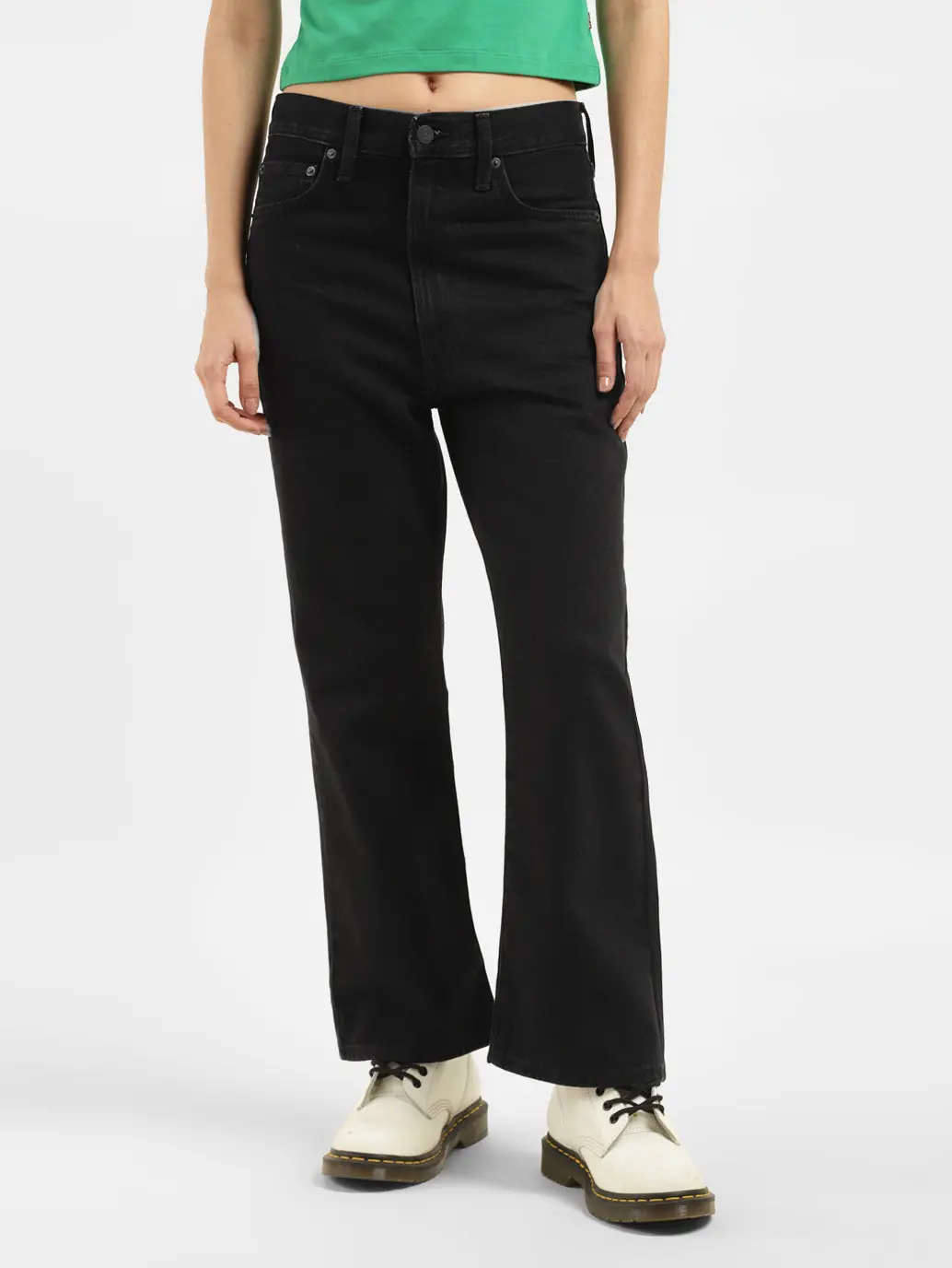 Women's Black Bootcut Fit High Rise Jeans 2