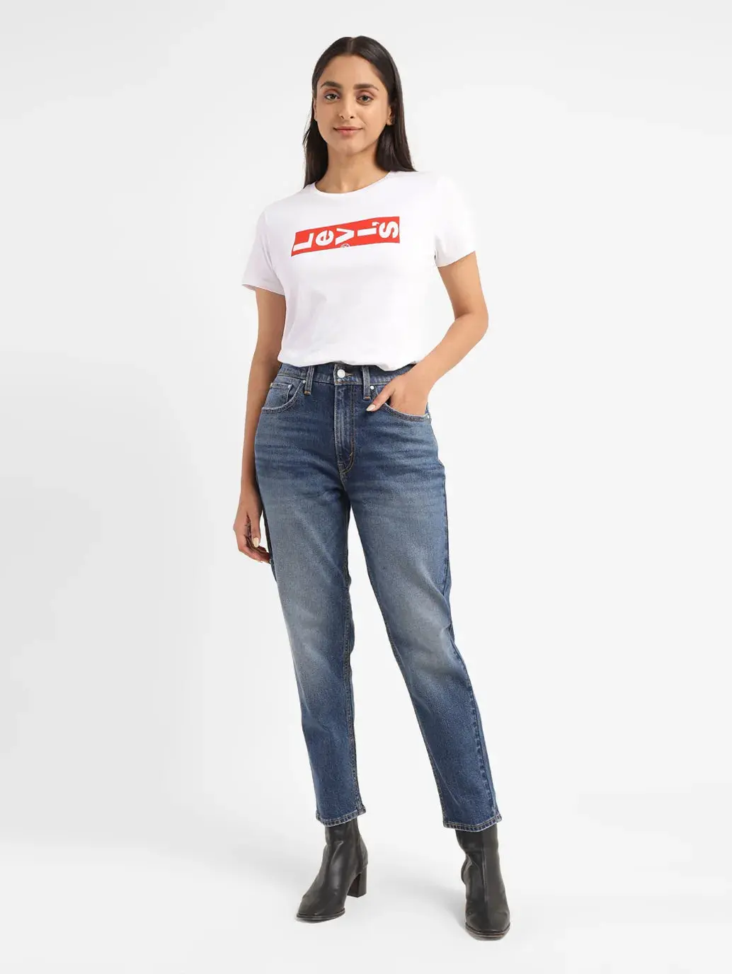 Women's Blue Bootcut Fit High Rise Jeans 1