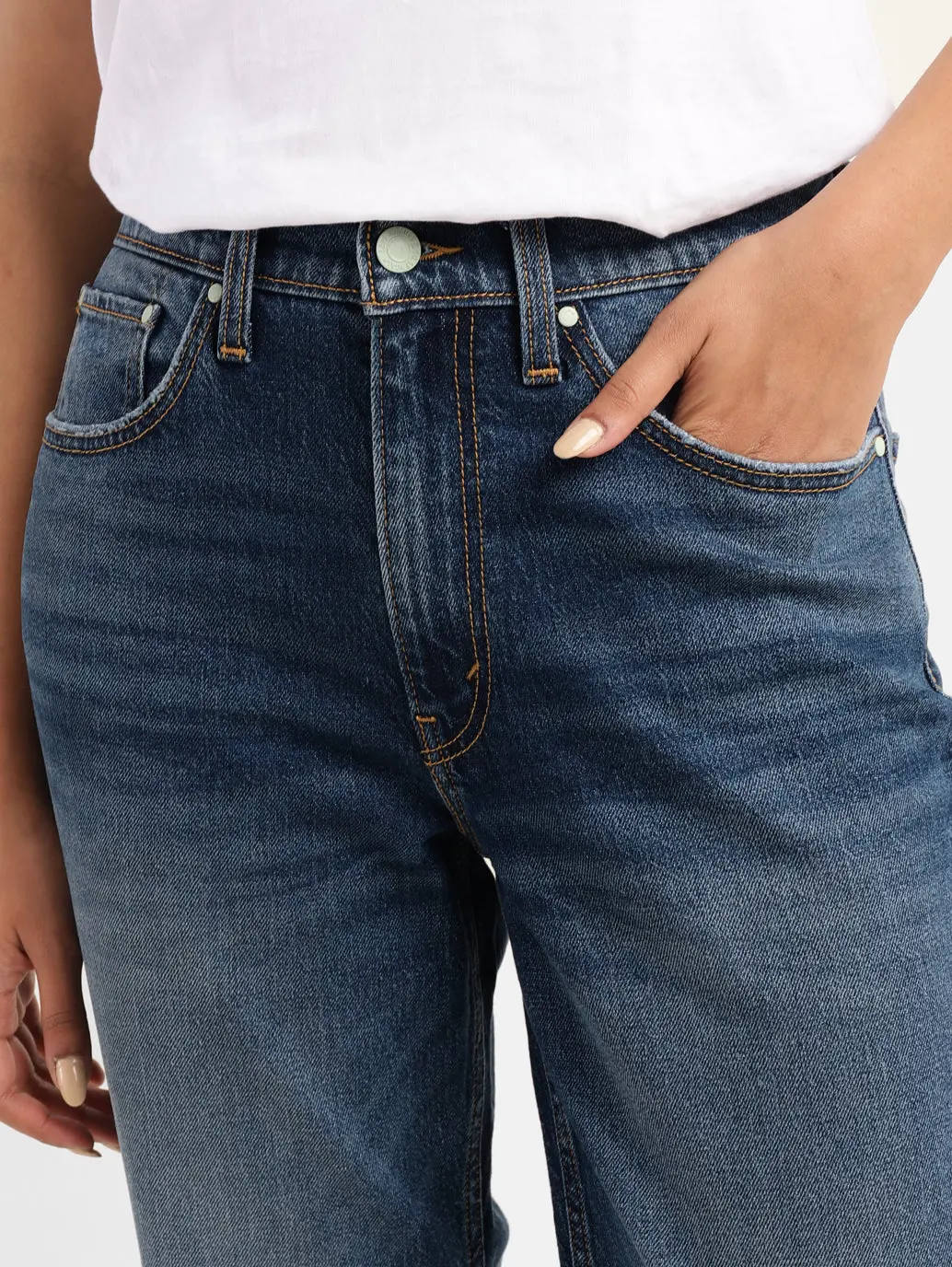 Women's Blue Bootcut Fit High Rise Jeans 4